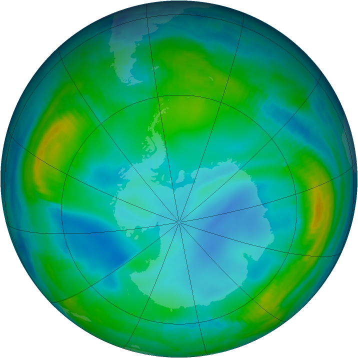 Antarctic ozone map for 16 June 1999